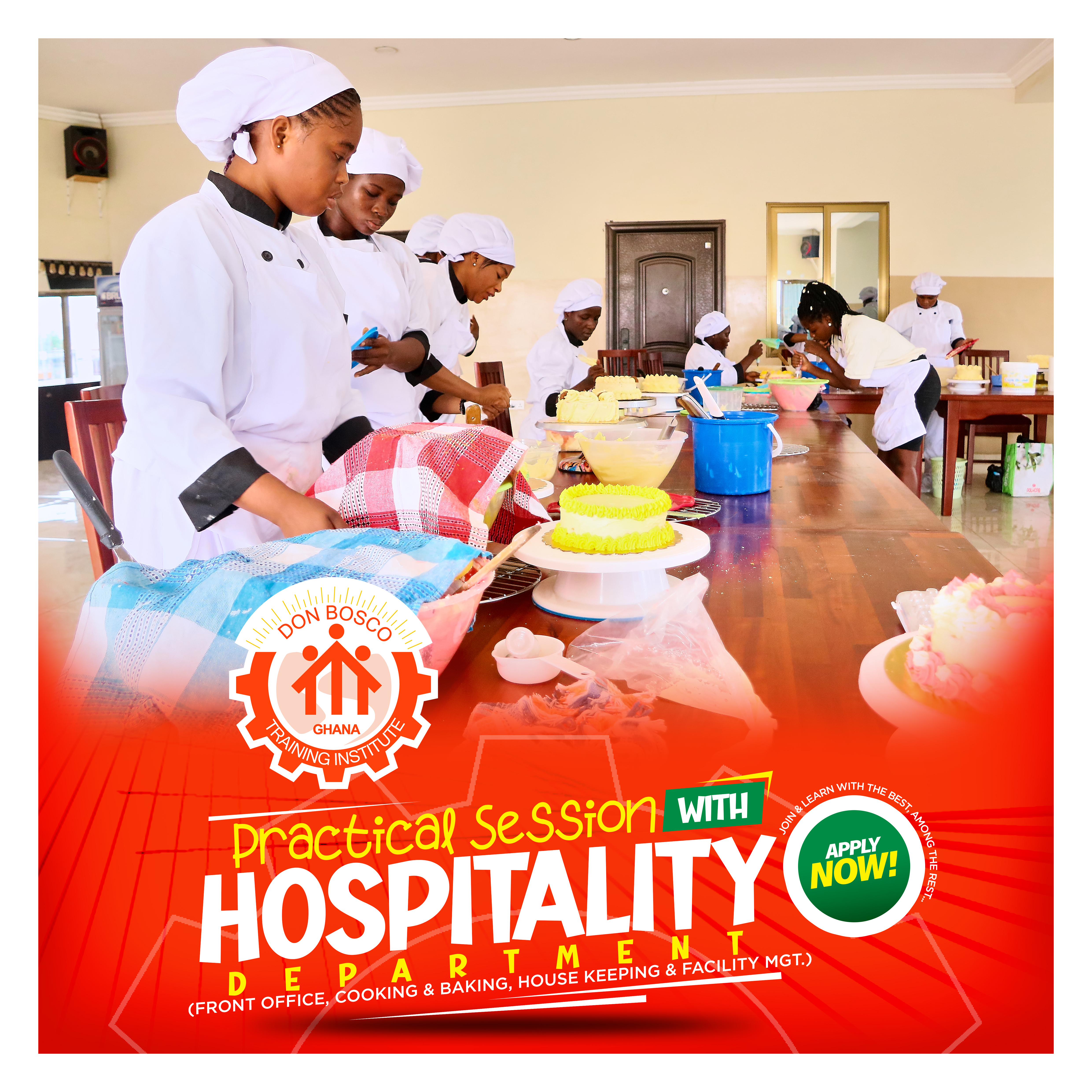 Food preparation and catering practical training session in commercial kitchen