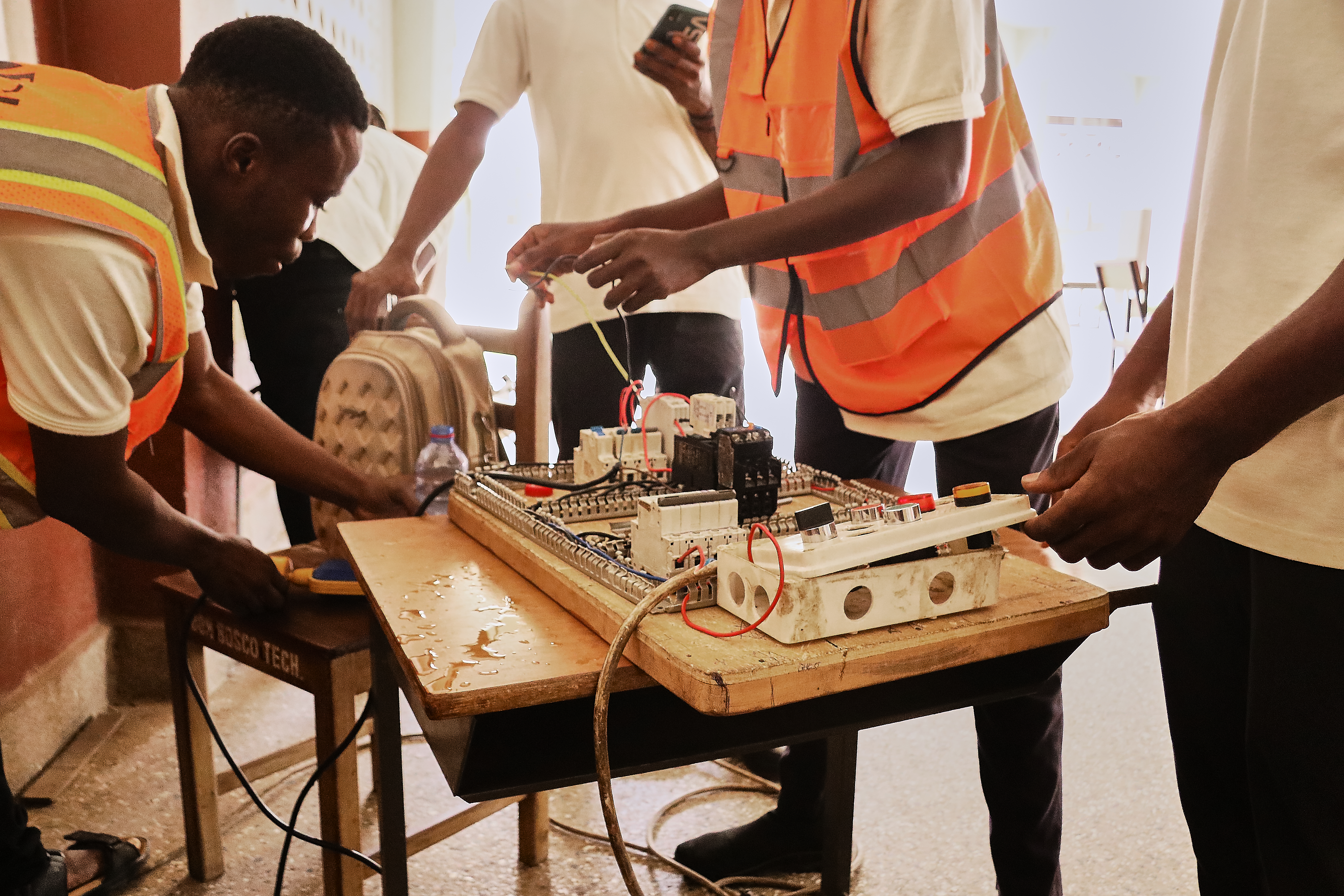 Trainees in practical technical training at Don Bosco Technical Institute Ashaiman